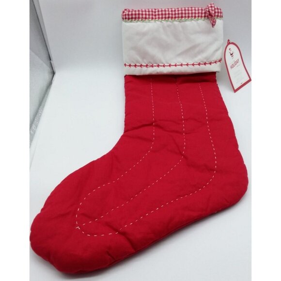 Pottery Barn Kids elodie Christmas Stocking Santa Train Holiday Xmas Quilted Red - Picture 7 of 11